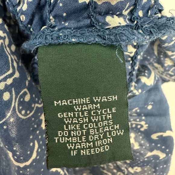 LRL Lauren Ralph Lauren Y2K Blue Paisley Smocked Peasant Top Sz S/M - Picture 8 of 10